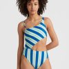 * O'Neill Poppy Swimsuit Blue Towel Stripe Swim Wear