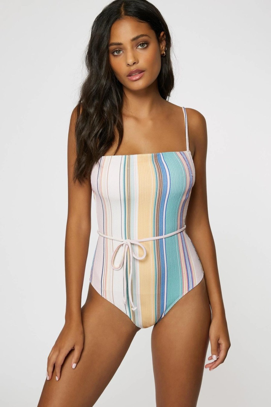 * O'Neill Ladies Baja Stripe Marbella Cheeky One Piece Multi Colored Swim Wear