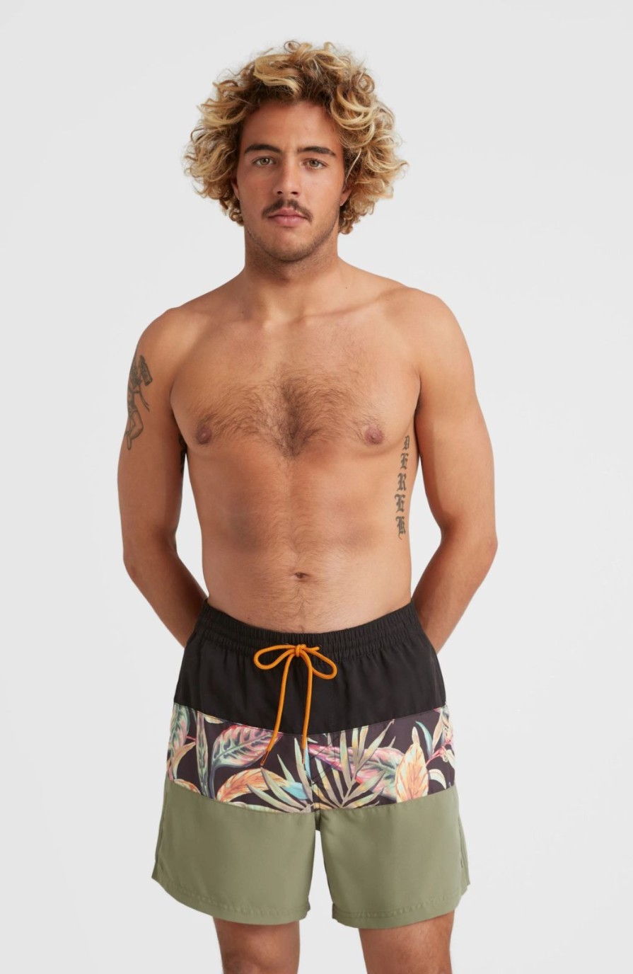 * O'Neill Cali Block 15" Volley Black Tropical Flower Volley Swimshorts