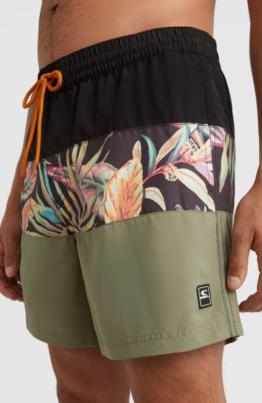 * O'Neill Cali Block 15" Volley Black Tropical Flower Volley Swimshorts